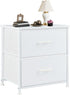 DUMOS Nightstand Small Dresser with 2 Fabric Drawers Side Tables Bedroom End