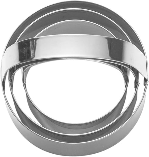 3 Pieces Round Biscuit Cutter with Handle, Stainless Steel Doughnut Cutter Baking Molds Assorted Sizes