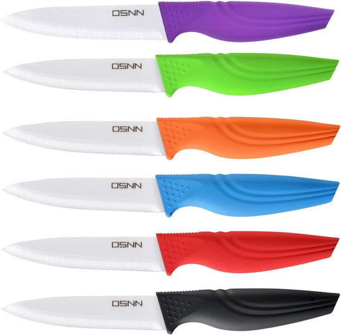 Steak Knives Set of 6 Multi-color Kitchen Ceramic Knife Set for Outdoor BBQ
