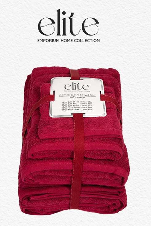 ELITE 8-Piece Set 550 Set Emporium Home Collection Cotton Bath Towel - Ultra Soft, GSM, Quick-Dry Towels - Bath Sheet