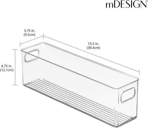 mDesign Plastic Kitchen Organizer - Storage Holder Bin with Handles for Pantry, Fridge/Freezer, Clear