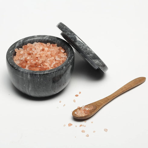 jalz jalz Marble Salt Box Spice keeper Black Big Salt Cellar Natural Material Salt Container Spice Cellar Large