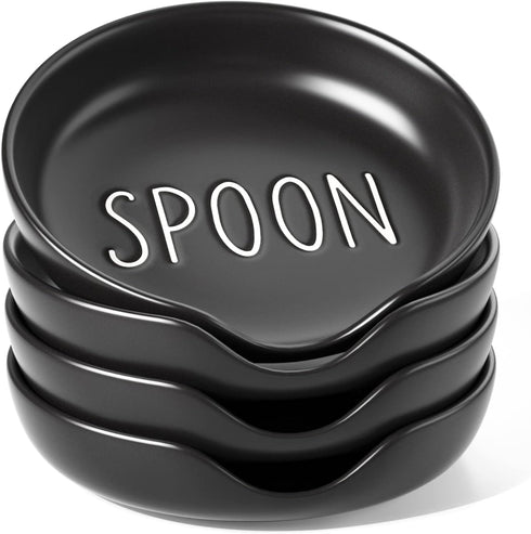 LE TAUCI Spoon Rest for Kitchen Counter, 5 Inches Ceramic Utensil Holder for Stove Top, Farmhouse Kitchen Decor, Set of