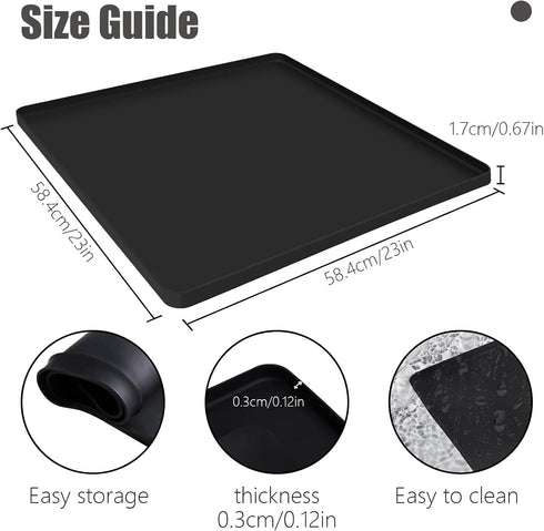 Mini Fridge Silicone Mat, 23''x23''x0.7'', Under Appliance Pad for Washing Machine, Protects from Water Spills, Easy to