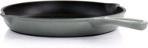 MegaChef Round 10.25 Inch Enameled Cast Iron Skillet, Gray