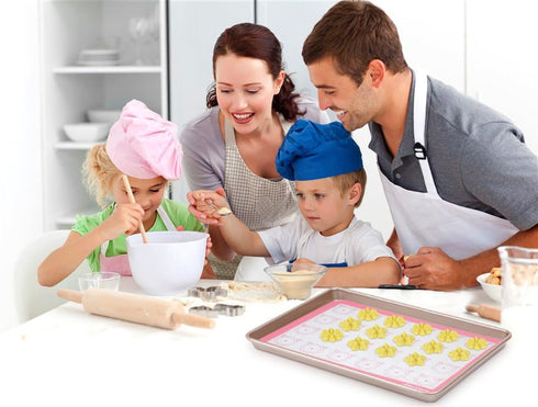 Aprince 2 Pack Silicone Baking Mats, Non-Stick Pastry Mat Pink 16.5x11.8x0.09 inch, Silicone Baking Mat Set