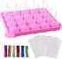 CCINEE 20 Cavity Silicone Cake Pop Mold with 30 pcs Clear Cellophane Treat Bags, 20 pcs Lollipop Sticks, 30 pcs Twist