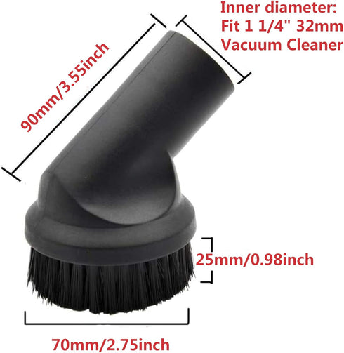 EZ SPARES Universal Vacuum Cleaner Soft Dust Big Caliber Brush, 32mm 1 1/4" Diameter, Fits Most Brands for Cleaning