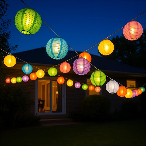 AceList 20 LED Colorful Lantern String Lights - Waterproof, Battery-Powered Decorative Lighting