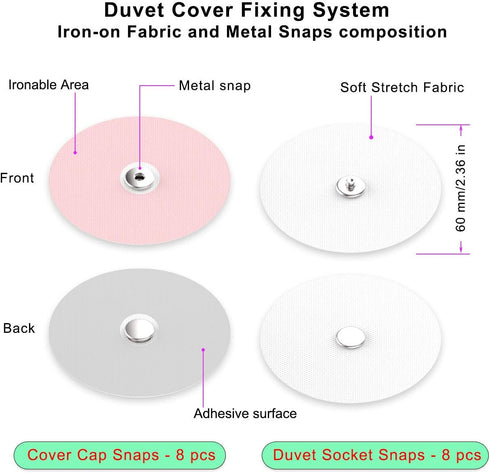 Duvet Cover Snaps Metal, 16 Pcs