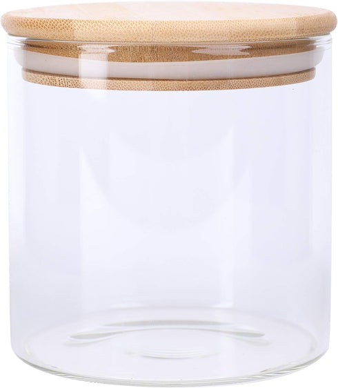 Lawei 4 Pack Glass Storage Jars with Airtight Bamboo Lids, 18.6 OZ Clear Glass Kitchen Canisters