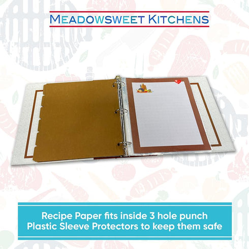 Full Size Paper Recipe Pages, Pack of 25 Sheets for Printing and Preserving Family Recipes - Kitchen Counter Design from Meadowsweet Kitchens