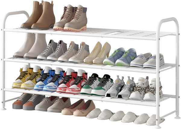 LINZINAR Shoe Rack Long 3 Tier Shoe Storage Organizer Metal Wide Shoe