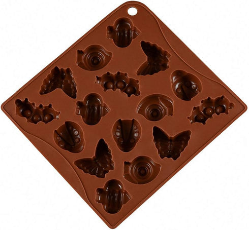 2Pcs 16 Cavity Insect Silicone Molds - Butterfly Snail Ladybug Bee Chocolate Candy Mold