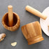 Mortar and Pestle Set, Bamboo Garlic Pounder Mincer Tool for Kitchen, Spice, Coffee, Herb, Ginger (S)