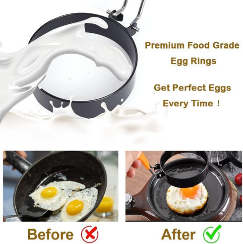3 inch Mcmuffins, 4 Pack, (4 pack, 3inch) Stainless Steel Egg Rings for Egg Egg Molds for Frying Eggs, Mini Pancakes