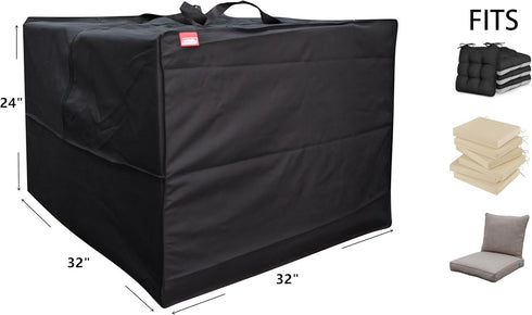 acoveritt 32''L 32''W 24''H Outdoor Square Cushion/Cover Storage Bag, Protective Zippered Storage Bags with Handles, x