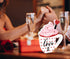 2 Pieces Double Side Wooden Coffee Sign for Valentines Day, Coffee Cup Tabletop Decoration for Holidays