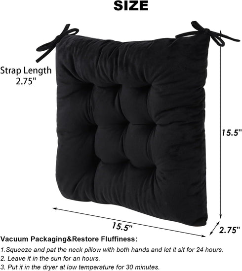 MissSoul Set 2 15.5" of Chair Cushions for Dining Chairs with Ties, Indoor Non-Slip Kitchen Chair Pad and Dining Room