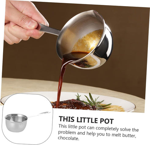 Stainless Steel Butter Melting Bowl with Long Handle, Oil Heating Pot for Melting Cheese and Butter