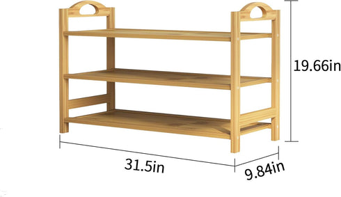 3-Tier UDEAR Bamboo Shoe Rack Shoe Storage Organizer Entryway Shoe Shelf