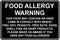 CCPARTON Metal Sign Food Allergy Warning, Caution Aluminum Tin Sign for Home Cafe Bar, 8x12 Inches