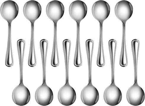 New Star Foodservice 58185 Slimline Pattern, 18/0 Stainless Steel Bouillon Spoon, 5.7-Inch, Set of 12
