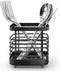 Cutlery Drainer, Stainless Steel Utensil Holder Sink Caddy, Rust Proof Kitchen Sink Organizer for Counter (Black)