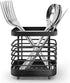 Cutlery Drainer, Stainless Steel Utensil Holder Sink Caddy, Rust Proof Kitchen Sink Organizer for Counter (Black)