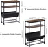 2-Tier Narrow End Table with Magazine Rack, Slim Side Table for Small Spaces, Industrial Nightstand with Storage Sling