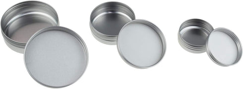 LJY 36 Pieces Round Aluminum Cans with Screw Lid, Metal Tins Jars, Empty Slip Slide Containers, Mixed Sizes