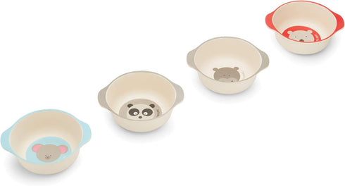 Red Rover Animal Bamboo Kid's Bowls, Multicolor Set of 4