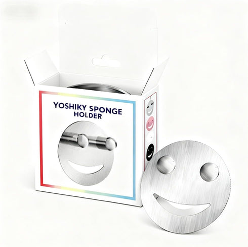 Yoshiky Stainless Steel Smiley Face Dish Sponge Holder, Silver Sink Caddy Organizer Storage with Suction Cup