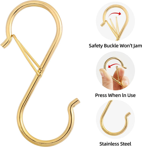 Ultimate Hanging Hooks Set - 3.55inch Gold S Hooks for Hanging Heavy Duty - Ideal for Plants, Baskets, Closets & More! (12)