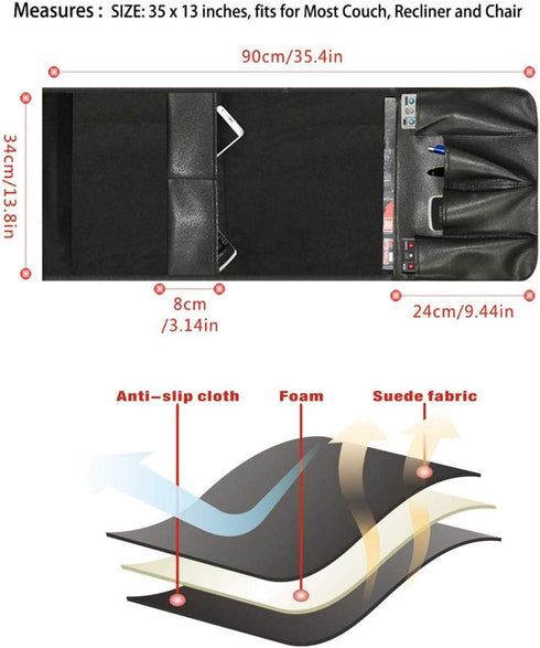 JIAHG 5 Pockets TV Remote Control Holder Couch Sofa Tray Armrest Organiser Oxford Chair Couch Caddy Sofa Armrest Bag