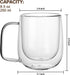 Glass Coffee Mug, 8.5 oz Double Walled Insulated Cup for Tea Coffee Latte Cappuccino Espresso - Set of 1 (Round)