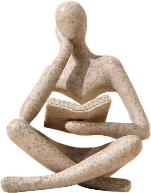 UTTCMK Bookshelf Decor Thinker Statue - Abstract Art Reading Thinker Sculpture Figurine Aesthetic,
