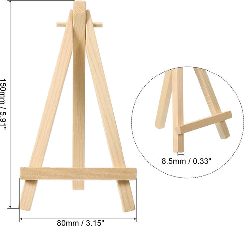 PATIKIL 5.9" Mini Wooden Easel Stand, 6 Pack Table Use Adjustable Triangle Holder for Displaying Photos, Card, Canvases, Wedding, Wood Color by PATIKIL