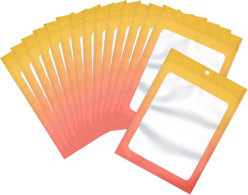 100 Pcs Resealable Mylar Ziplock Food Storage Bags, Gradient Color Smell Proof Bag with Clear Window for Coffee Beans,