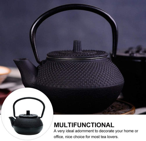 PATKAW Japanese Tetsubin Cast Iron Teapot, Stovetop Kettle for Loose Leaf Tea, Black (7.20X7.00X4.30cm)
