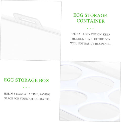8 Box Fridge Egg Keeper Holder Mini Condiment Bottles, Egg Organizer for Refrigerator, Egg Carrier, White