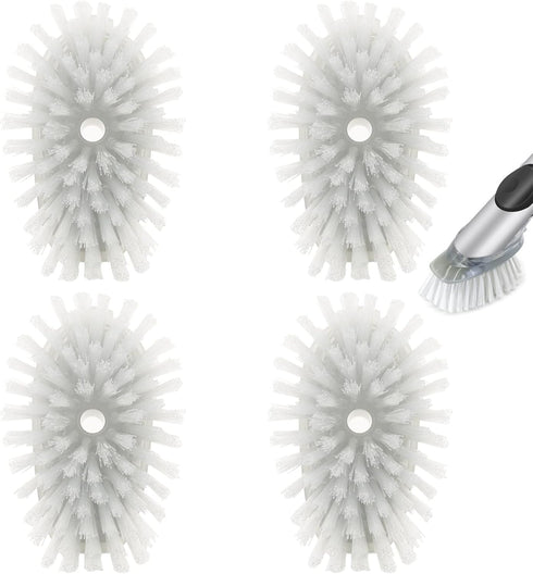Brush Refills for OXO Dish Brush, 4 Pack, Soap Dispensing Head Replacement for Scrubber (Grey)