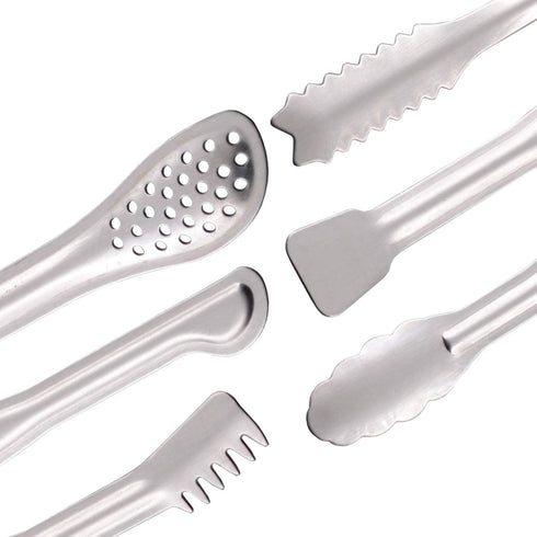 Small Serving Tongs Set, 6-Inch Appetizer Tongs, Stainless Steel Mini Tongs, Set of 6