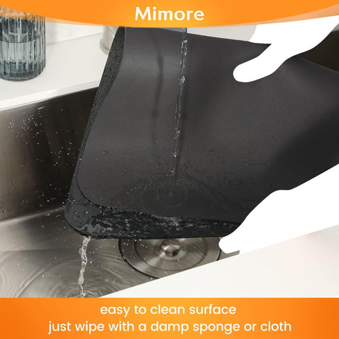 Mimore 12x19 Inch Black Coffee Mat for Countertop, Absorbent Rubber Backed Dish Drying Mat for Espresso Machine
