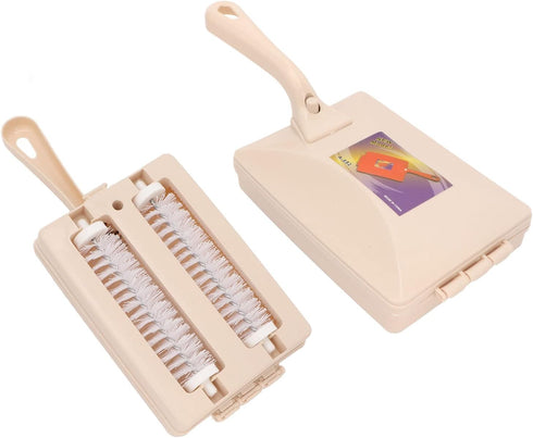 Carpet Floor Sweeper Manual with Horsehair, Dual Rotating System & 2 Corner Brushes for Cleaning Pet Hair