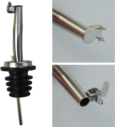 5 Pcs Wine Bottle Pourers - Stainless Steel Liquor Pour Spout Flip Top Wine Bottle Stoppers Speed Pourers for Oil Wine
