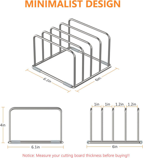 Cutting Board Holder Stand, Cutting Board Storage Rack, Cutting Board Organizer, 304 Stainless Steel Cutting Board Holder, Cookie Sheets Organizer 1.0+1.2 Inch Width Slots(Large) by KORRTFID