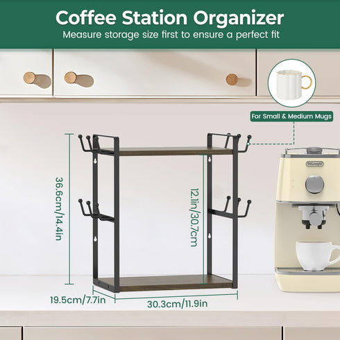 Countertop, 2 12 EsLuker.ly Coffee Station Bar Organizer Mug Holder Stand Tier Mug Cup Tree Rack for Kitchen Office
