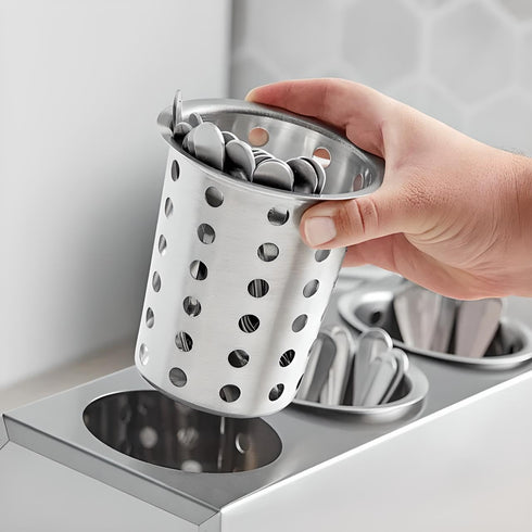 OCS Parts Stainless Steel Utensil Drying Cups | Stainless Steel | Perforated Kitchen Flatware and Silverware Holder