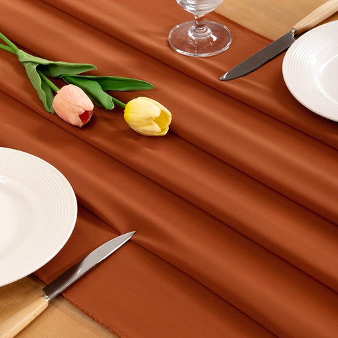 Socomi Terracotta Chiffon Table Runner, Easter Spring Boho Rustic 14ft 29x170 Inches Wedding Runner for Bridal Shower